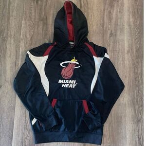Miami Heat Mens Medium NBA Pullover Hoodie Black Red White Basketball Pockets